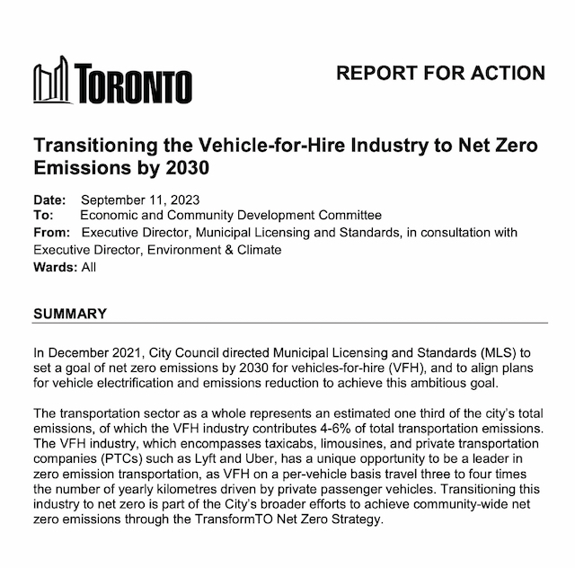 Transitioning the Vehicle-for-Hire Industry to Net Zero Emissions by 2030
